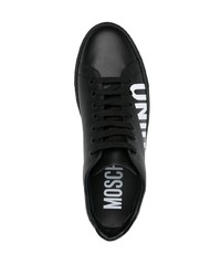 Baskets basses en cuir imprimées noires Moschino