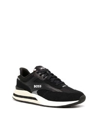 Baskets basses en cuir imprimées noires BOSS