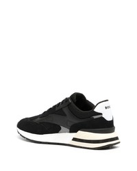 Baskets basses en cuir imprimées noires BOSS