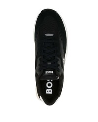 Baskets basses en cuir imprimées noires BOSS