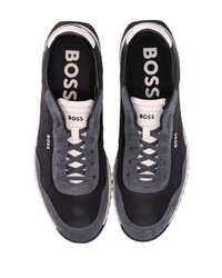 Baskets basses en cuir imprimées noires BOSS