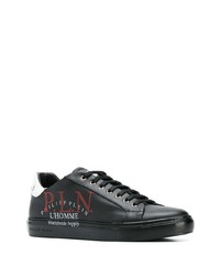 Baskets basses en cuir imprimées noires Philipp Plein