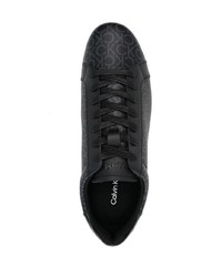 Baskets basses en cuir imprimées noires Calvin Klein