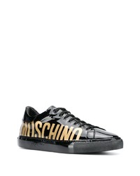 Baskets basses en cuir imprimées noires Moschino