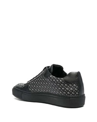 Baskets basses en cuir imprimées noires BOSS