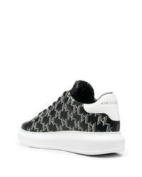 Baskets basses en cuir imprimées noires Karl Lagerfeld