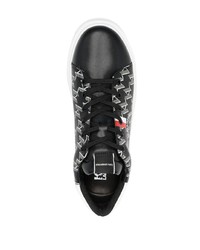 Baskets basses en cuir imprimées noires Karl Lagerfeld