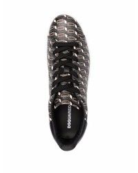 Baskets basses en cuir imprimées noires DSQUARED2