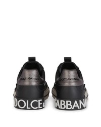 Baskets basses en cuir imprimées noires Dolce & Gabbana