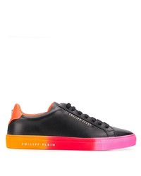 Baskets basses en cuir imprimées noires Philipp Plein