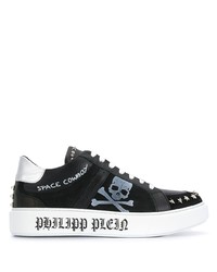 Baskets basses en cuir imprimées noires Philipp Plein