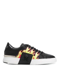 Baskets basses en cuir imprimées noires Philipp Plein