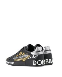 Baskets basses en cuir imprimées noires Dolce & Gabbana