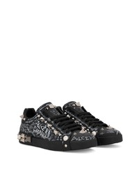 Baskets basses en cuir imprimées noires Dolce & Gabbana