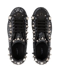 Baskets basses en cuir imprimées noires Dolce & Gabbana