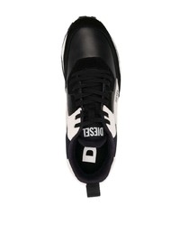 Baskets basses en cuir imprimées noires Diesel