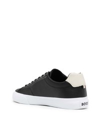 Baskets basses en cuir imprimées noires BOSS