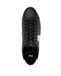 Baskets basses en cuir imprimées noires BOSS