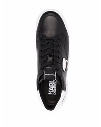 Baskets basses en cuir imprimées noires Karl Lagerfeld