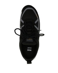 Baskets basses en cuir imprimées noires BOSS