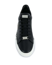 Baskets basses en cuir imprimées noires Philipp Plein