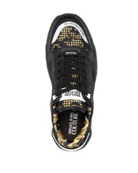 Baskets basses en cuir imprimées noires VERSACE JEANS COUTURE