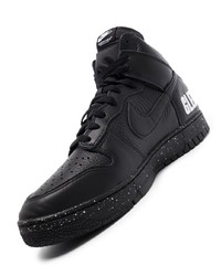 Baskets basses en cuir imprimées noires Nike