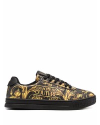 Baskets basses en cuir imprimées noires VERSACE JEANS COUTURE