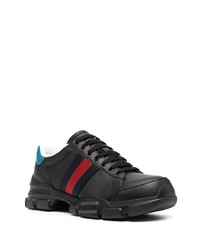 Baskets basses en cuir imprimées noires Gucci