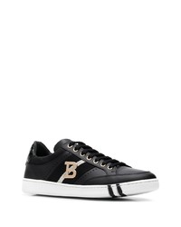 Baskets basses en cuir imprimées noires Bally