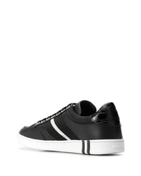 Baskets basses en cuir imprimées noires Bally