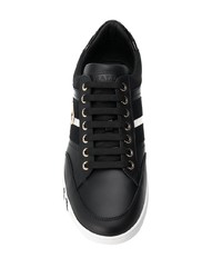 Baskets basses en cuir imprimées noires Bally