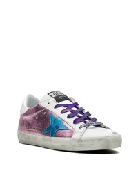 Baskets basses en cuir imprimées roses Golden Goose