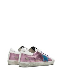 Baskets basses en cuir imprimées roses Golden Goose