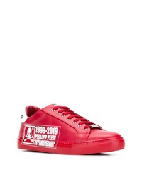 Baskets basses en cuir imprimées rouges Philipp Plein