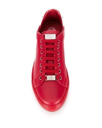 Baskets basses en cuir imprimées rouges Philipp Plein