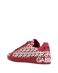 Baskets basses en cuir imprimées rouges Dolce & Gabbana