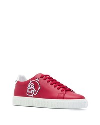 Baskets basses en cuir imprimées rouges Philipp Plein