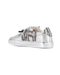 Baskets basses en cuir imprimées serpent argentées Philipp Plein