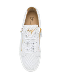 Baskets basses en cuir imprimées serpent blanches Giuseppe Zanotti Design