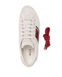 Baskets basses en cuir imprimées serpent blanches Bally