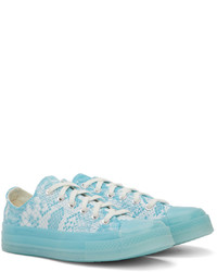 Baskets basses en cuir imprimées serpent bleu clair Converse