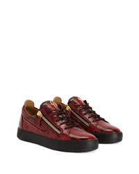 Baskets basses en cuir imprimées serpent bordeaux Giuseppe Zanotti