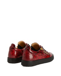 Baskets basses en cuir imprimées serpent bordeaux Giuseppe Zanotti