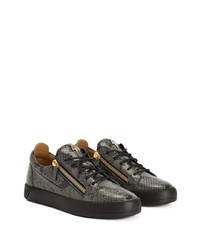 Baskets basses en cuir imprimées serpent gris foncé Giuseppe Zanotti