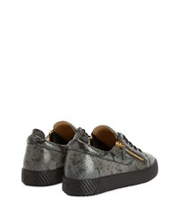 Baskets basses en cuir imprimées serpent gris foncé Giuseppe Zanotti