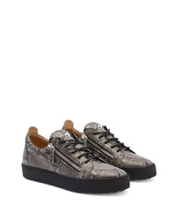 Baskets basses en cuir imprimées serpent gris foncé Giuseppe Zanotti