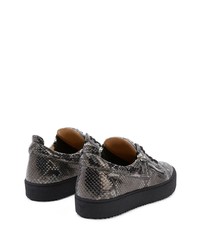 Baskets basses en cuir imprimées serpent gris foncé Giuseppe Zanotti