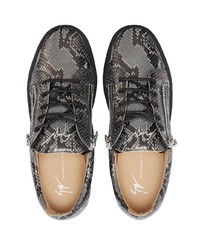 Baskets basses en cuir imprimées serpent gris foncé Giuseppe Zanotti