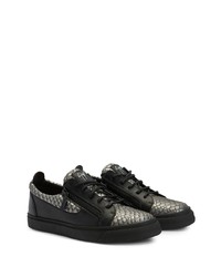 Baskets basses en cuir imprimées serpent gris foncé Giuseppe Zanotti